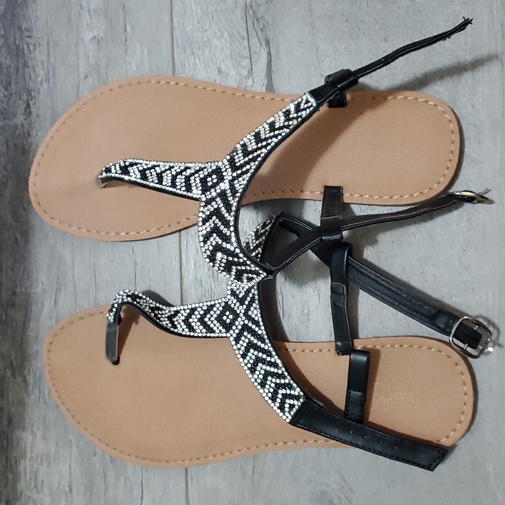 Charlotte Russe black and silver sparkling sandals